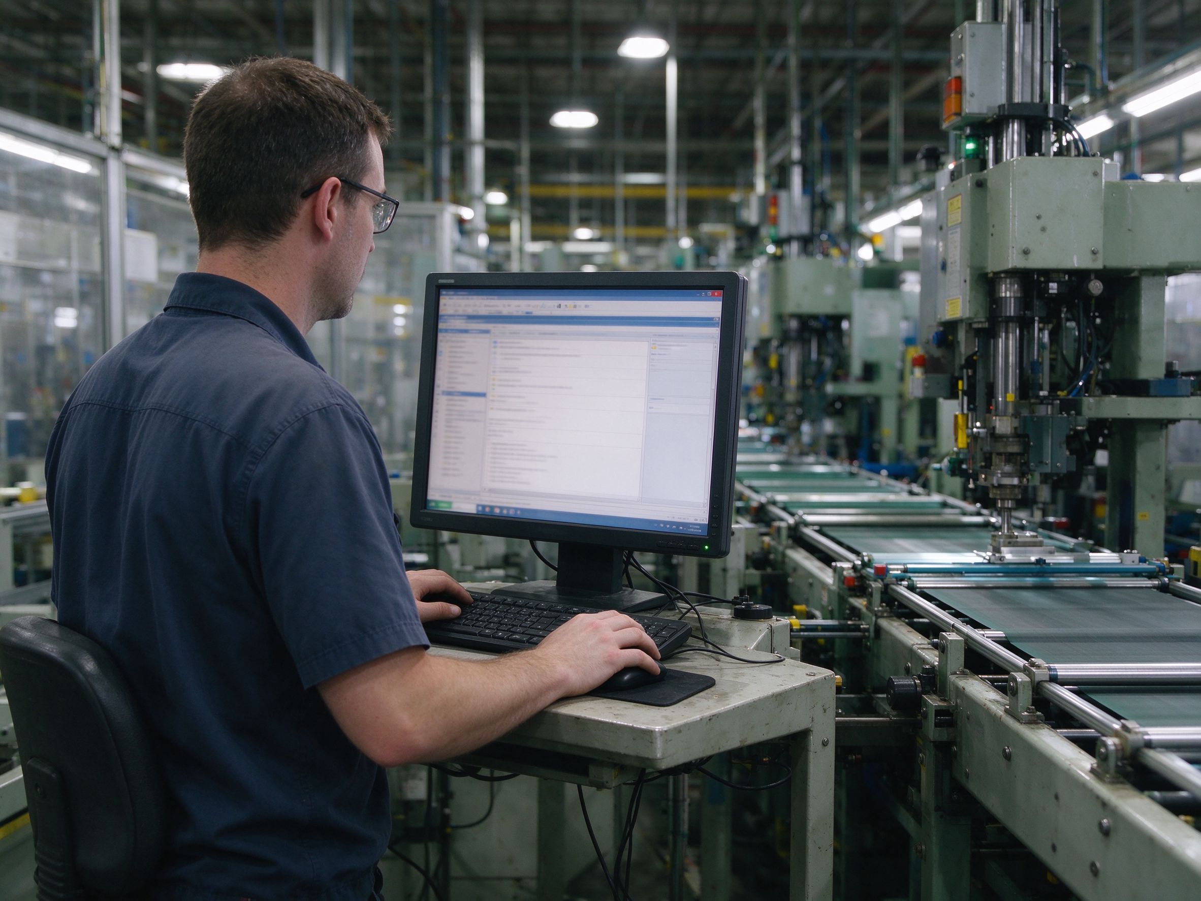 Factory floor workstation running the migrated line-of-business application